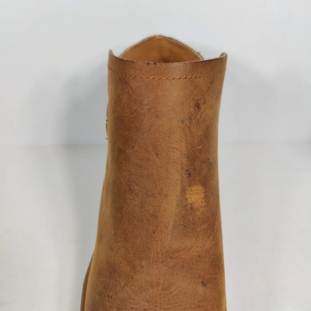 KORKS Sonya Womens Distressed Brown Leather Ankle Zipper Boots Booties Size 6.5M